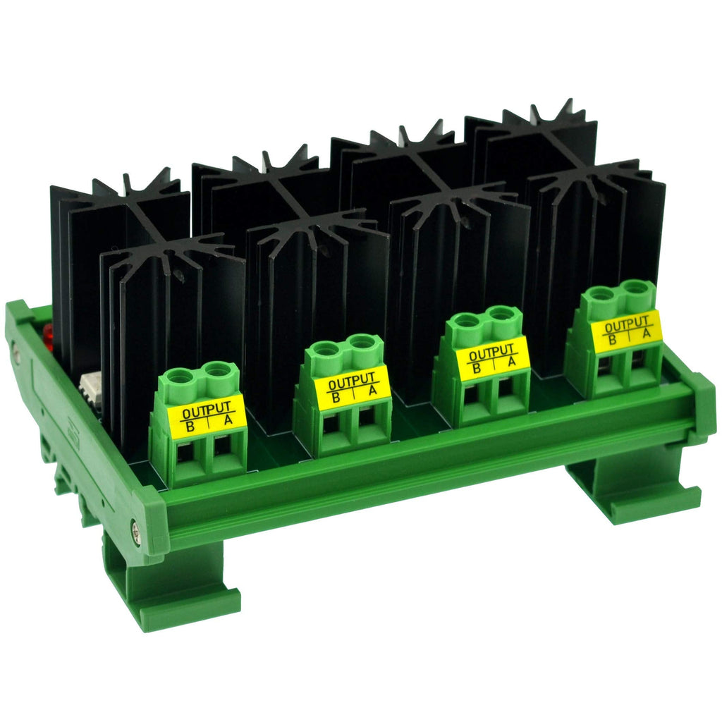 [Australia - AusPower] - CZH-LABS DIN Rail Mount 12 Amp Solid State Relay SSR Module, in 4~32VDC, Out 100~240VAC. (4 Channels) 4 Channels 