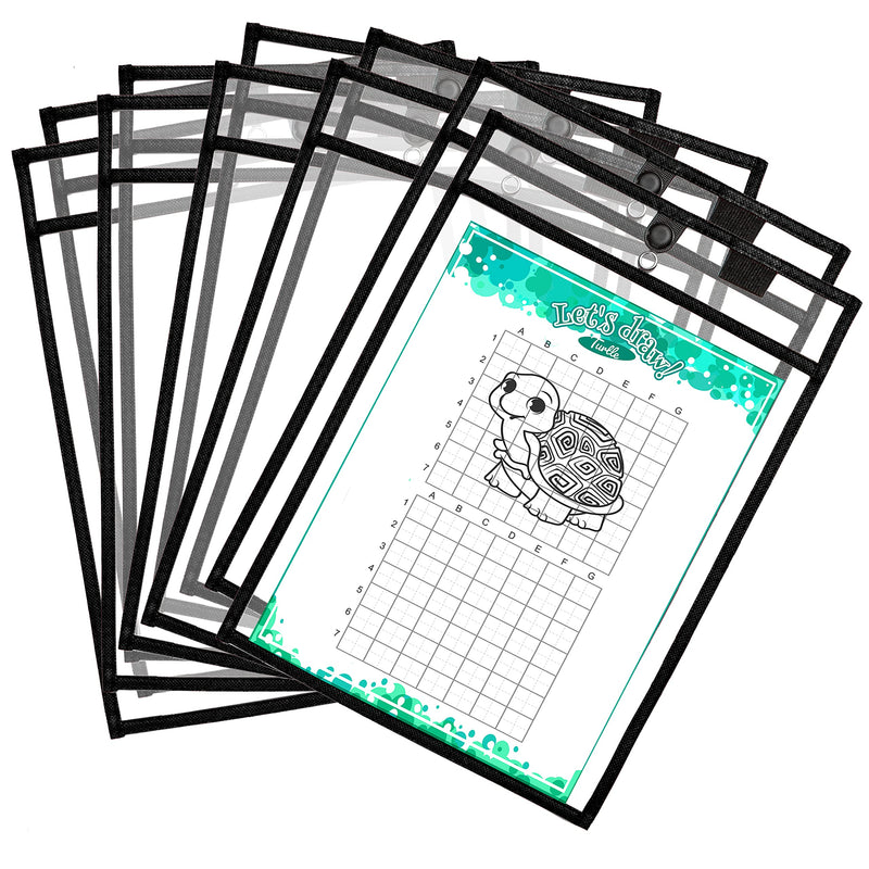 [Australia - AusPower] - Magnetic Dry Erase Pockets by Two Point (10-Pack) - 10 x 14 in - Black Clear Plastic Sleeves for Paper, Shop Ticket Holders, Job Ticket Holders, Clear Paper Sleeves, Dry Erase Sleeves 