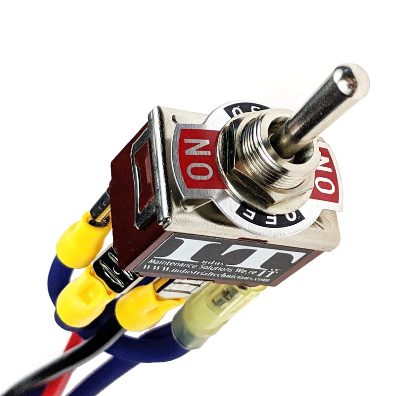 [Australia - AusPower] - IndusTec Wired DPDT 20 Amp 12 Volt (On)/Off/(On) DC Momentary Reverse Polarity 12V Toggle Switch Automatic Reset 3 Position 6 Pin Quick Plug 