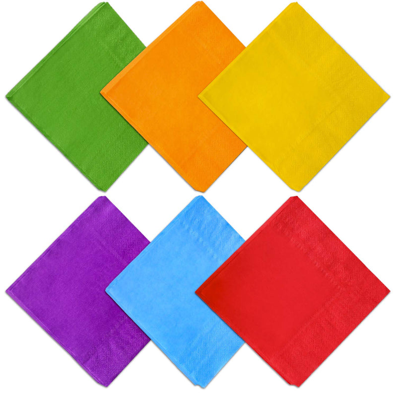 [Australia - AusPower] - Cocktail Napkins, Jagrove 120 Pack 2 Ply Paper Beverage Napkins, Decorative Disposable Colorful Luncheon Dinner Napkins for Party Tableware Decoration, 6 Colors, 6.5X6.5 Inches Folded 6.5"X6.5" 