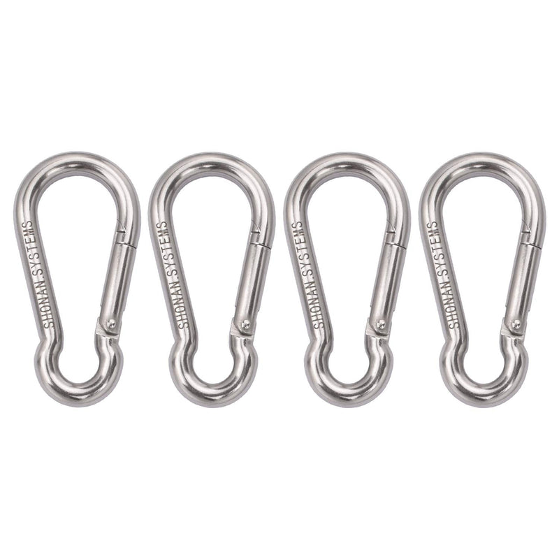 [Australia - AusPower] - SHONAN 3.1 Inch Carabiner Clips- 4 Pack Heavy Duty Stainless Steel Spring Snap Hook for Key Chains D Ring Locking Carabiners for Dog Leash, Outdoor Camping, Swing, Hammock, Hiking, 250 lbs Capacity 3.1 Inch, 4 pack 