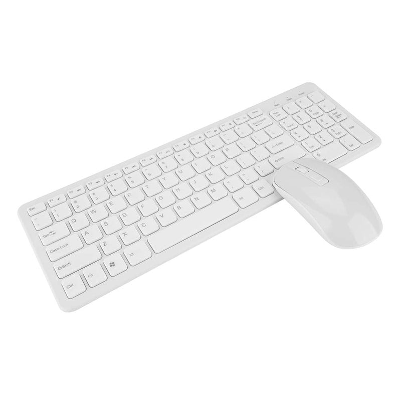 [Australia - AusPower] - Wendry Keyboard and Mouse Sets, High Sensitivity no Delay Wireless Keyboard and Mouse, 108 Keys Multi-Functional 2.4G Wireless Keyboard Mouse Combo(White) 