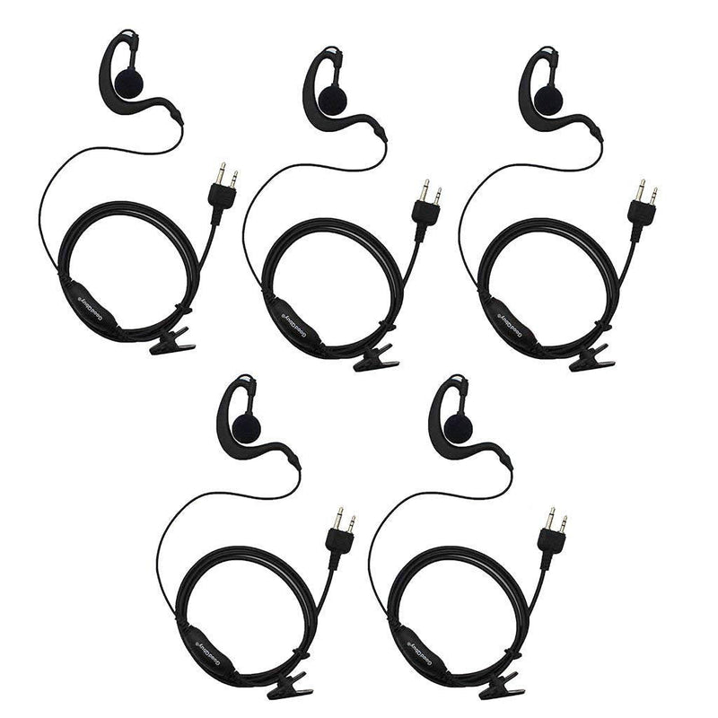 [Australia - AusPower] - GoodQbuy 5Pcs G Shape Clip-Ear Walkie Talkie Headset Earpiece with Mic is Compatible with Midland LXT118 GXT1000VP4 LXT500VP3 LXT600VP3 LXT380 2-pin 