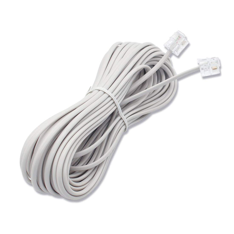[Australia - AusPower] - 33 Feet Long Telephone Line Cord Phone Extension Modular Telephone Extension Cord 6P4C Pin Plug Male to Male Plug Telephone Extension 2 Conductor (2 pin, 1 line) Cable Line Wire White-RJ11 6P4C Telephone Cord 