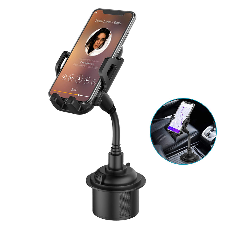 [Australia - AusPower] - Car Cup Holder Phone Mount, Adjustable Gooseneck Cupholder Cell Phone Cradle with 360° Rotatable Holder, Compatible with Most Smart Phones 