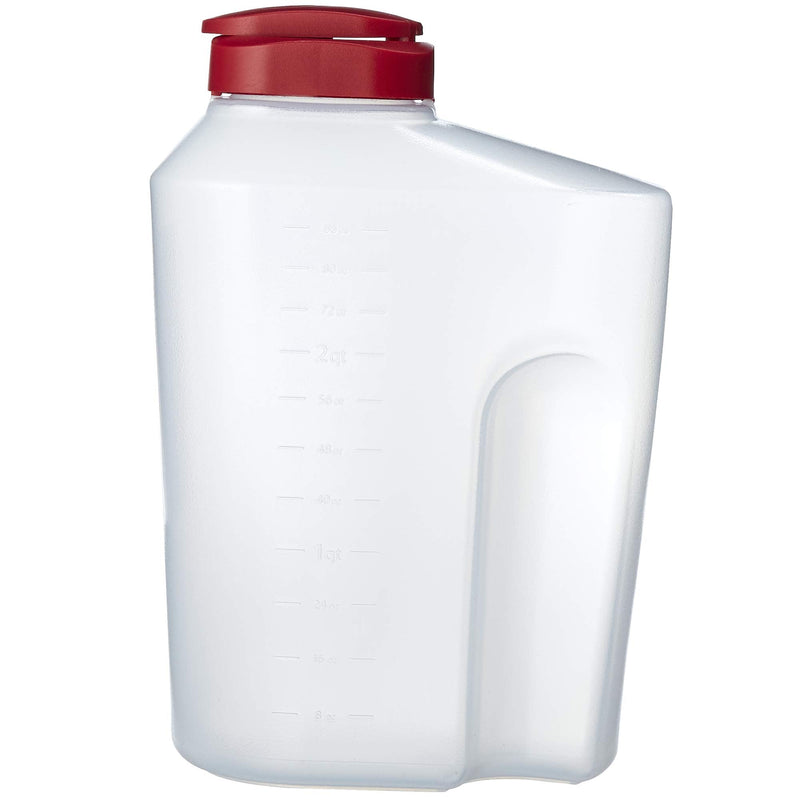 [Australia - AusPower] - Goodcook 3 Quart Mixing Easy Pour Bottle with Measurements Rounded Grip, Tighten Square Cap with snap Lock Cap, Clear and Red 