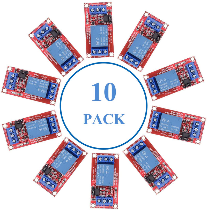 [Australia - AusPower] - Valefod DC 5V Relay Module 1-Channel Relay Switch with Optocoupler Isolation High/Low Level Trigger, Pack of 10 1CH-5V-10 
