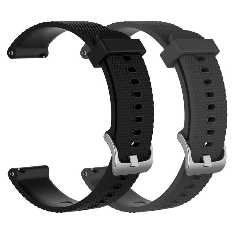 [Australia - AusPower] - EEweca 2-Pack Silicone Bands Compatible with Amazfit Bip Smartwatch Replacement Strap, Black+Gray 