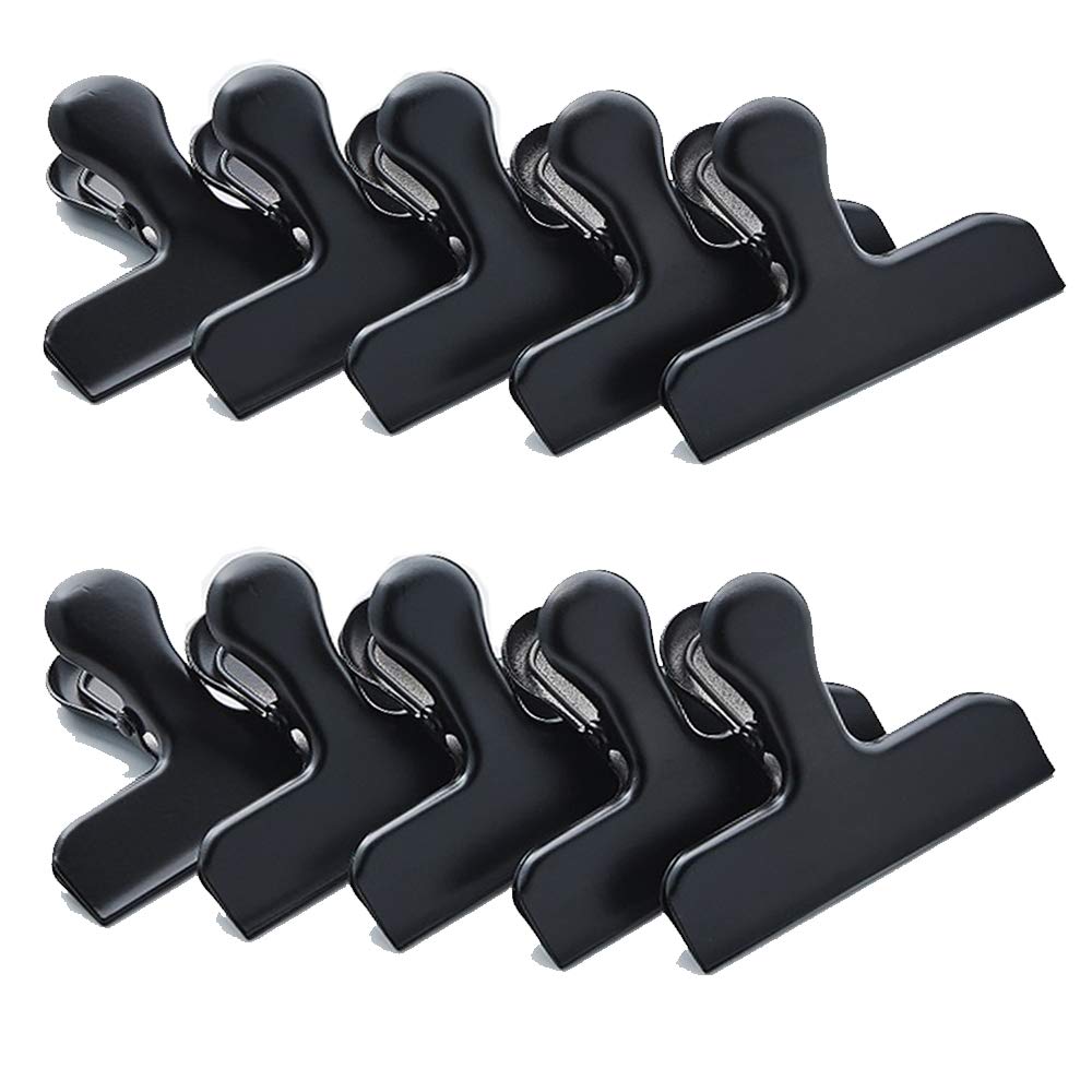 [Australia - AusPower] - 10 Pack Chip Bag Clips - NO Sharp Edges, Heavy Duty Perfect for Grip Food Bags and Chip Bags Air Tight Seal -3 Inches Wide Black 