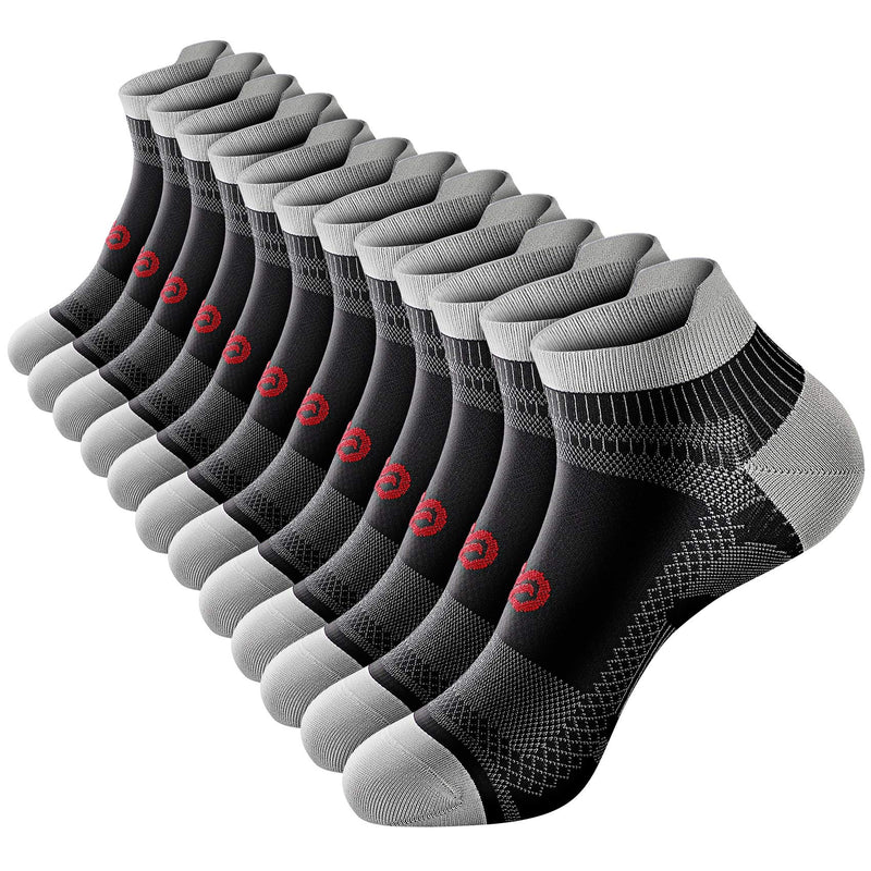 [Australia - AusPower] - PAPLUS Ankle Compression Sock for Men and Women 2/4/6 Pairs, Low Cut Compression Running Sock with Ankle Support Black (6 Pairs) Small-Medium 