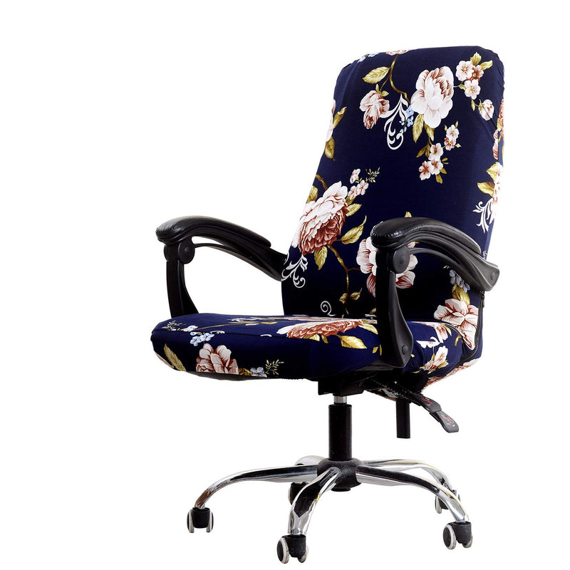 [Australia - AusPower] - WOMACO Printed Office Chair Covers, Stretch Computer Chair Cover Universal Boss Chair Covers Modern Simplism Style High Back Chair Slipcover - Peony, Large 