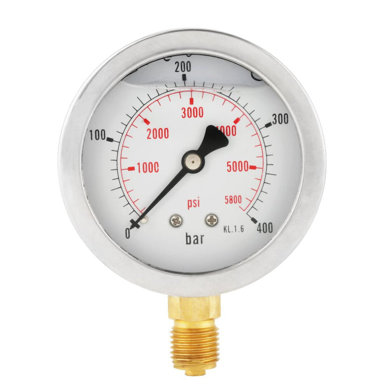 [Australia - AusPower] - Dial Hydraulic Pressure Gauge Meter Pressure Gauges Vacuum Air Compressor Hydraulic Pressure Gauge 0-400BAR 0-5800 PSI G1/4 63mm 