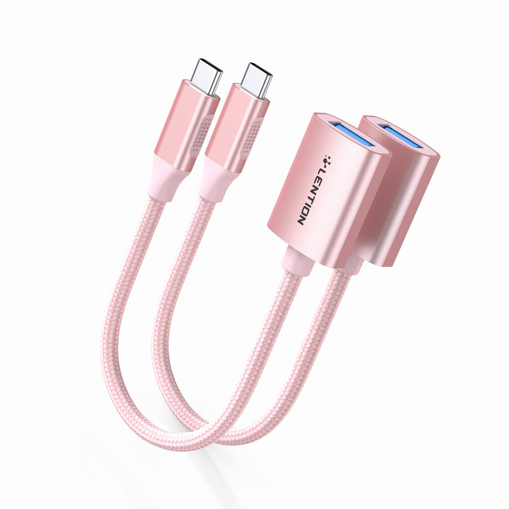 [Australia - AusPower] - LENTION USB C to USB 3.0 Adapter [2-Pack], Type C Male to USB 3.0 Female OTG Converter Compatible 2022-2016 MacBook Pro, New iPad Pro/Mac Air/Surface, Chromebook, Phone/Tablet (CB-C6-2P, Rose Gold) 