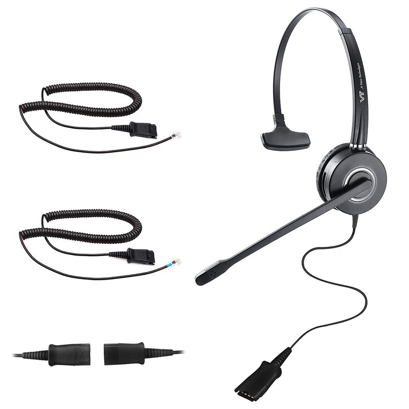 [Australia - AusPower] - Telephone-Headset Microphone Noise-Cancelling Headphone QD - Quick Disconnect Call Center Headset with RJ09 Cables for Polycom, Avaya, Yealink,Grandstream Phones 