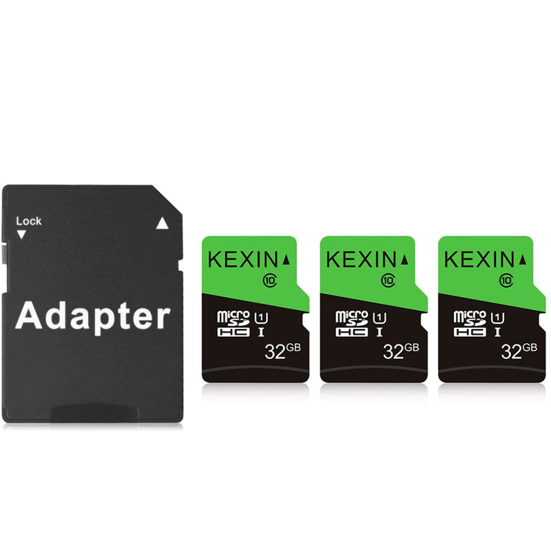[Australia - AusPower] - KEXIN 3 Pack 32GB Micro SD Card Memory Card MicroSDHC UHS-I Memory Cards Class 10 High Speed Card, C10, U1, 32 GB 3 Pack 1).3 x 32G 