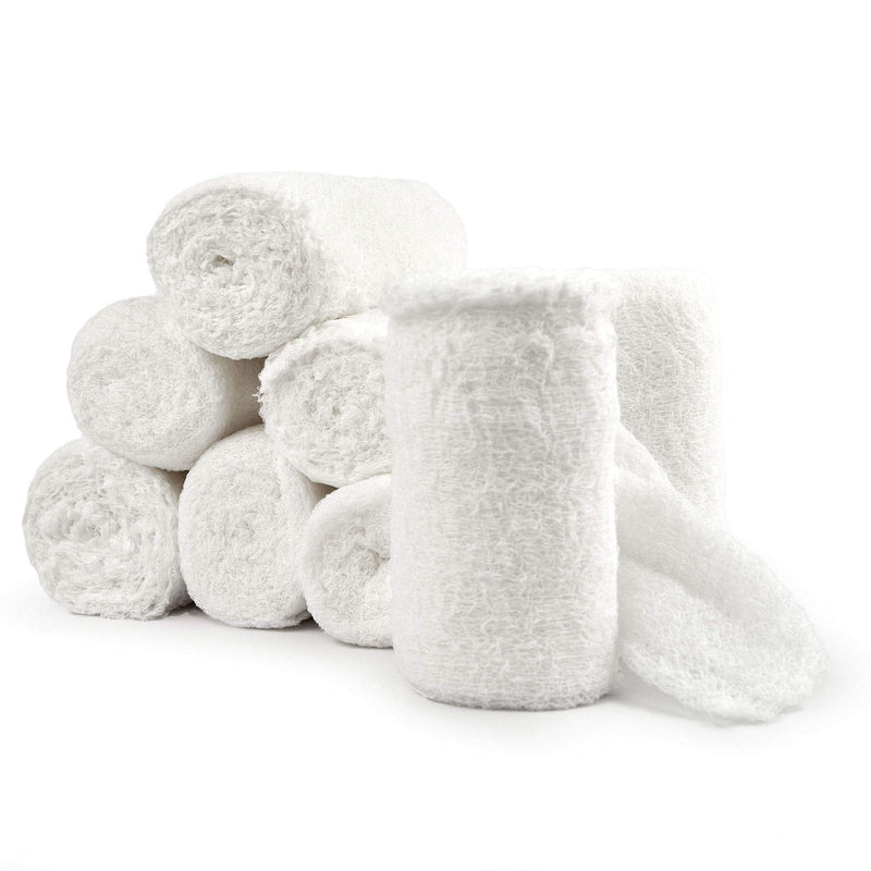 [Australia - AusPower] - 8 Pack Sterile Gauze Stretch Bandage Roll, 4 Inch X 4 Yards 6 Ply Approved, Used for Wound Care, Easy to Use Cotton Ply Rolled Hand Wrap Dressing Ankles & Knees. Add to First Aid Supplies 
