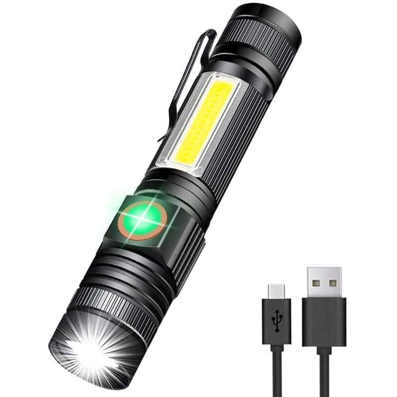 [Australia - AusPower] - Hoxida Rechargeable Flashlight(Battery Included), Magnetic LED Flashlight with COB sidelight, 1200 Lumen Super Bright LED, Waterproof, Zoomable, 4 Modes Best Flashlight for Camping, Emergency 