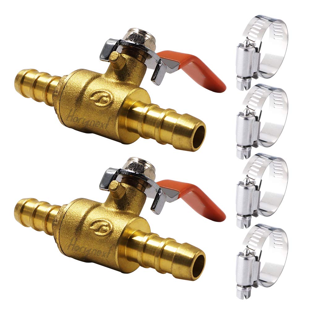 [Australia - AusPower] - Horiznext 3/8 inch mini 2 way brass barb air ball valve for water gas fuel shut cut off 10mm pex tubing, (2pc in pack) 