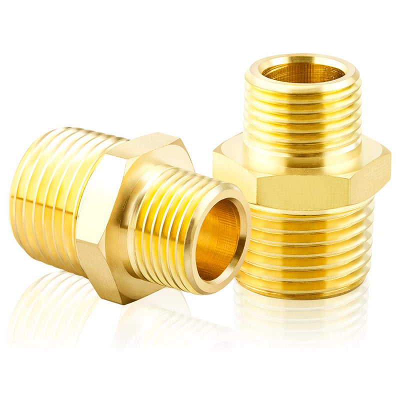 [Australia - AusPower] - TAILONZ PNEUMATIC Pipe Fitting and Air Hose Fitings Hex Nipple Coupling Set - 3/4-Inch NPT x 1/2-Inch NPT,Solid Brass Male Pipe（Pack of 5） 3/4''MNPT-1/2''MNPT 