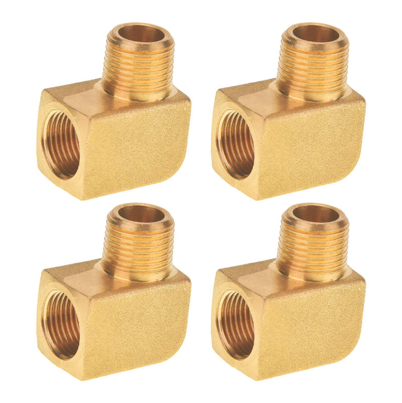 [Australia - AusPower] - SUNGATOR 4-Pack Brass Pipe Fitting, 90 Degree Barstock Street Elbow, 3/8" Male Pipe x 3/8" Female Pipe 