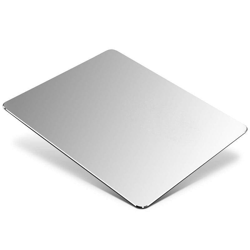 [Australia - AusPower] - HONKID Metal Aluminum Mouse Pad, Office and Gaming Thin Hard Mouse Mat Double Sided Waterproof Fast and Accurate Control Mousepad for Laptop, Computer and PC,9.05"x7.08", Silver 9.05 X 7.08 inch 