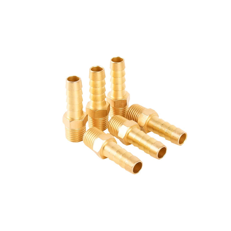 [Australia - AusPower] - SUNGATOR 6-Pack Air Hose Fittings, 1/4" NPT to 3/8" Barb, Hose Barb Adapter, Brass Pipe Fittings Male Threaded End 3/8" Hose x 1/4" NPT Male 