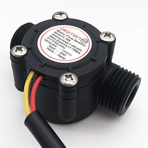 [Australia - AusPower] - DIGITEN G1/2" Water Flow Sensor with 1.2M(3.9ft) Cable, Food-Grade Hall Effect Sensor Flow Meter Flowmeter Counter 1-30L/min - Arduino, Raspberry Pi, and Reverse Osmosis Filter Compatible 120cm Cable Length 