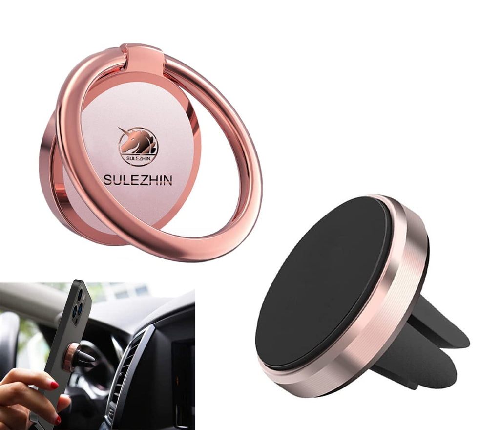 [Australia - AusPower] - Phone Ring Holder Stand Finger Kickstand 360° Rotation Metal Ring Grip with Magnetic Phone Car Mount Holder Set Compatible with iPhone, Samsung, LG, Sony, HTC ETC (Rose Gold) rose gold 