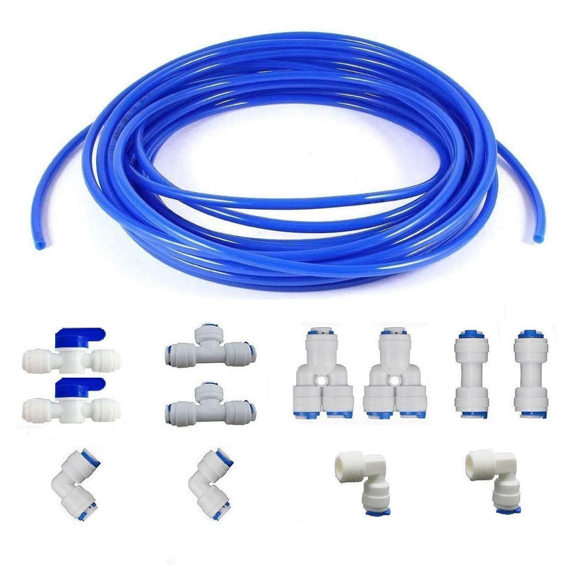 [Australia - AusPower] - MATTOX 1/4" Quick Connect Water Purifiers Tube Fittings for RO Water Reverse Osmosis System Pack of 12（Ball Valve+Y+L+I+T Type）+10 Meters（32 feet） tubing Hose Pipe for RO Water Reverse Osmosis System 