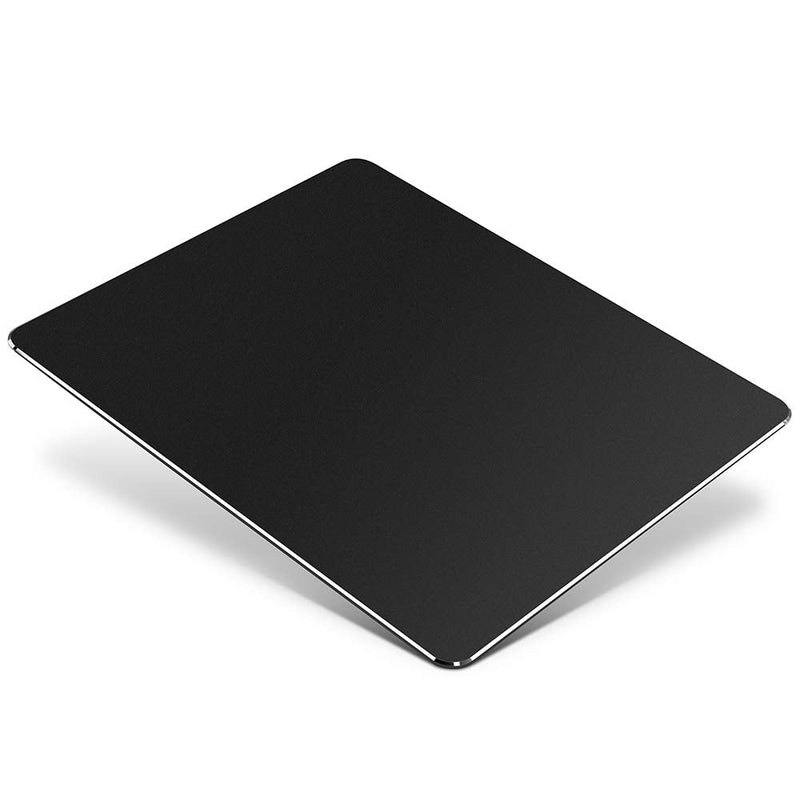 [Australia - AusPower] - HONKID Metal Aluminum Mouse Pad, Office and Gaming Thin Hard Mouse Mat Double Sided Waterproof Fast and Accurate Control Mousepad for Laptop, Computer and PC,9.05"x7.08", Black 9.05 X 7.08 inch 