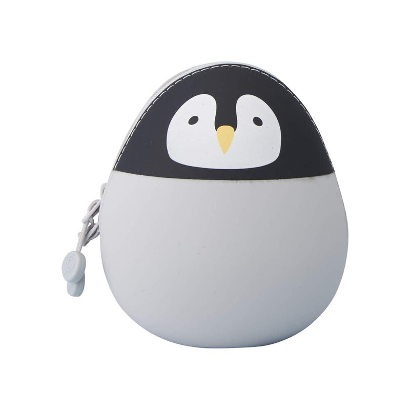 [Australia - AusPower] - LIHITLAB PuniLabo Mini Zipper Pouch, Egg-Shaped, 2.2" x 2.4", Penguin (A7782-10) Medium: 2.2 × 2.4 inches 