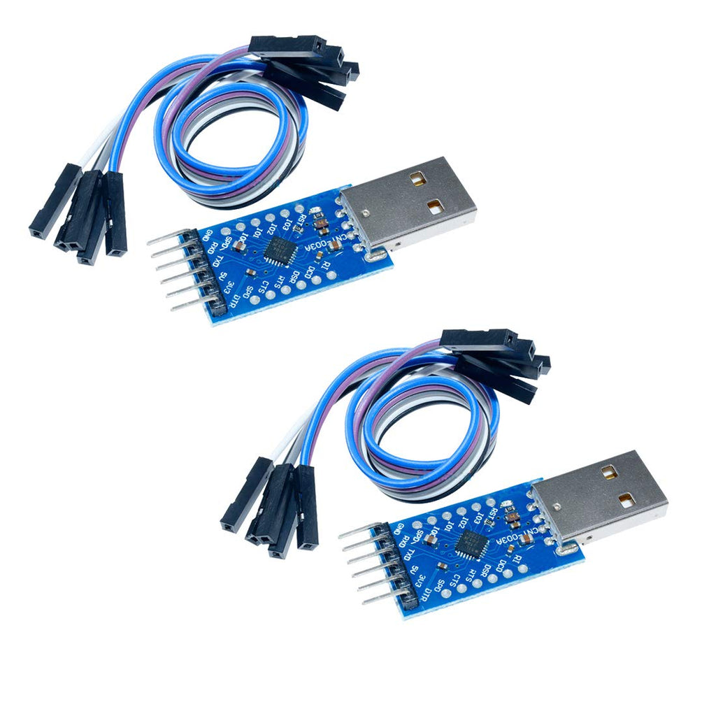 [Australia - AusPower] - HiLetgo 2pcs CP2104 Module USB to TTL UART 6PIN Module Serial Converter CP2104 STC PRGMR Replace CP2102 with Dupont Cables 