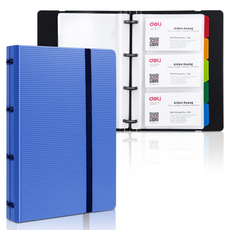 [Australia - AusPower] - Deli Business Card Book Holder, Business Card Organizer, Name Card Book Holder, Portable Office Business Card Holder, Hold 180 Cards, Blue 