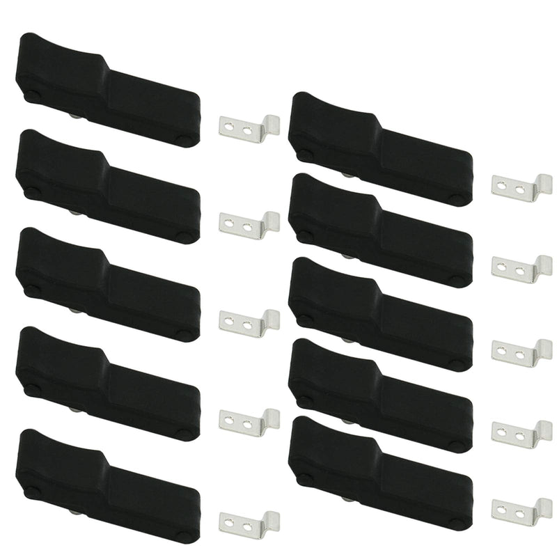 [Australia - AusPower] - Homend Flexible Soft Black Rubber Draw Latch for Cooler, Boat Compartment,Cargo Box with Stainless Steel Keeper and Bracket (10Pcs) 