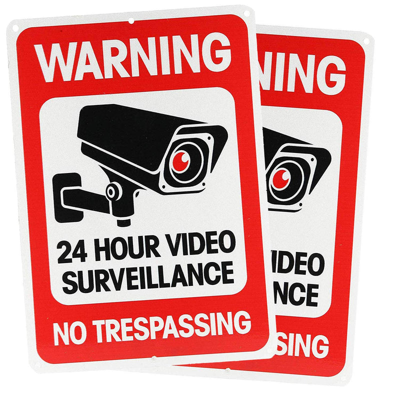 [Australia - AusPower] - Set of 2, Outdoor Video Surveillance Sign, No Tresspass Sign (10x7 inches, Video Surveillance Sign Rectangle), No Trespass Sign by Crystal Lemon 10x7 inches 