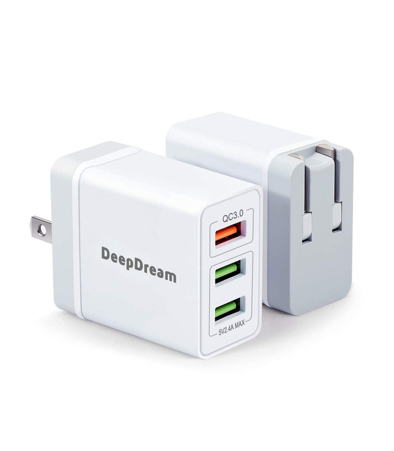 [Australia - AusPower] - USB Wall Charger 30W, DeepDream Multiport Wall Charger Adapter with Quick Charge 3.0, USB Fast Charger Block Compatible with Galaxy S10/S9/S8/Plus/Note 9/8 and Other Smartphone, 2 Pack 