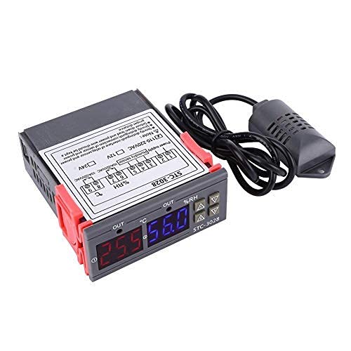 [Australia - AusPower] - Temperature Controller STC-3028 Digital Display Temperature and Humidity Controller Meter with Integrated Sensor -20 ° C~80 ° C 0%~100%(110V-220VAC) 