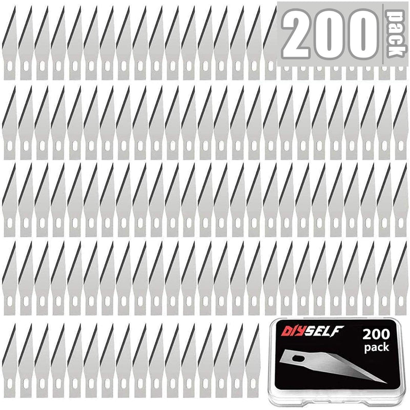[Australia - AusPower] - DIYSELF 200 PCS Hobby Knife Blades, High Carbon Steel #11 Refill Craft Art Blades Cutting Tool with Storage Case for Craft, Hobby, Scrapbooking, Stencil Silver(200pack) 