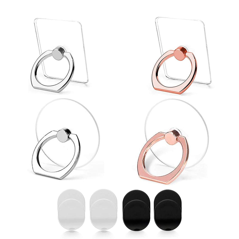 [Australia - AusPower] - Transparent Phone Ring Holder Stand- Liv2Fun Reusable Finger Ring Kickstand with 360 Rotation, Universal Cell Phone Grip and Mount Combo (6 Pack) 6 Pack 