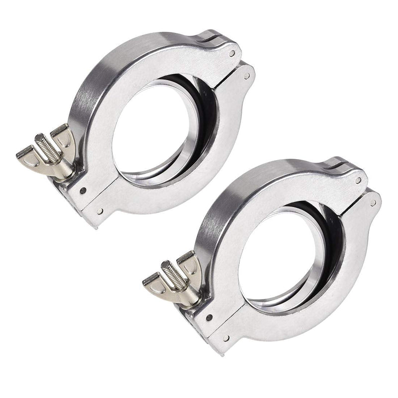 [Australia - AusPower] - uxcell 2 Pcs Aluminum Vacuum Clamp 90mm X 60mm KF50 Single Pin Clamp Wing Nut W Center Ring for Ferrule TC 