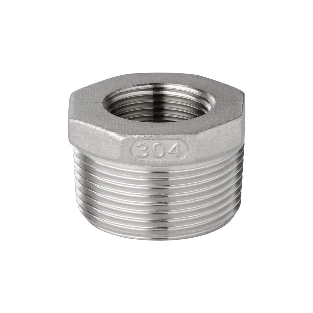 [Australia - AusPower] - Quickun Stainless Steel Reducer Hex Bushing, 1" Male NPT to 1/2" Female NPT, Reducing Bushing Pipe Hose Fitting 1" x 1/2" 