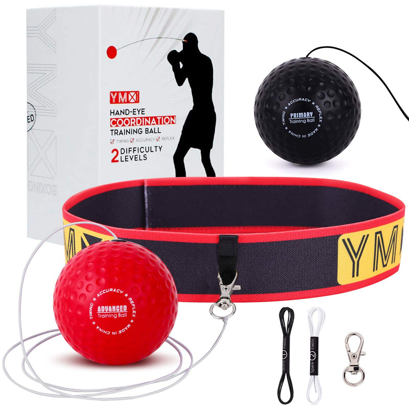 [Australia - AusPower] - YMX Boxing Training Reflex Ball - Adjustable Elastic Head Band, Light Weight Soft Foam Balls - Improve Hand to Eye Coordination, Reaction Speed, Focus, Accuracy - Cardio Sports Exercise Equipment 