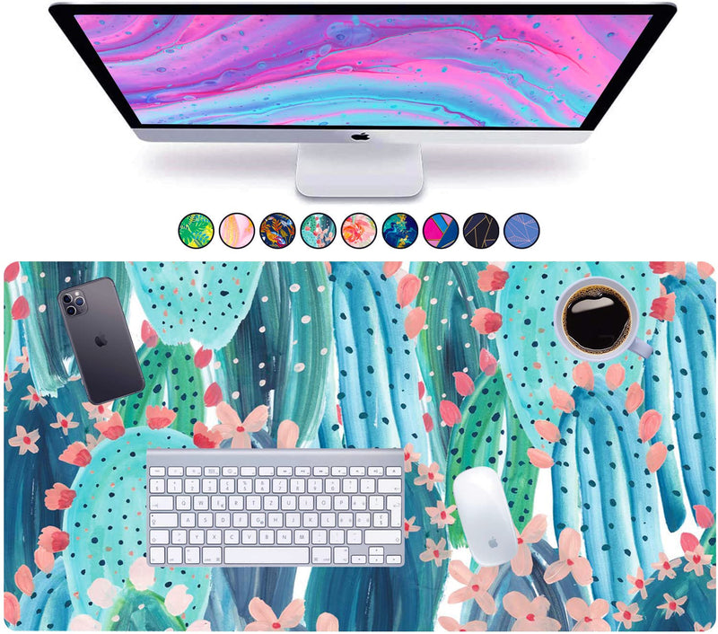 [Australia - AusPower] - French Koko Large Mouse Pad, Long Desk Mat, Keyboard Pad, Desktop Accessories Home School College Decor Supplies Pretty Mousepad Big Computer Office Essentials Women Girls XL Pink Green Cute Cactus 