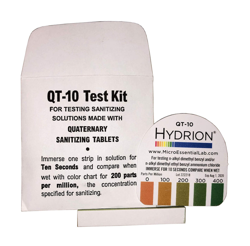 [Australia - AusPower] - Steramine Quat Test Strips for Food Service, 150 x QT-10 Test Strips to Measure 0-400 ppm, for Testing Sanitizing Solutions Made with Steramine Quaternary Tablets, Hydrion QT-10E, 10 x Envelopes 150 Strips 