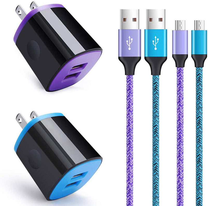 [Australia - AusPower] - Wall Charger Android Fast Charging Cable Kit, Dual Port Charger Block Micro USB Cord Compatible for Samsung Galaxy S7 S6 Plus/Active/Edge J8 J7 J5 J3 Note 5 4 3,LG Stylo 2 3 K20 K8 K7,Moto G5 E4 Droid 