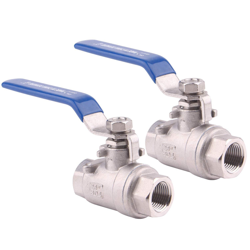 [Australia - AusPower] - DERNORD Ball Valve Stainless Steel 304 3/8" NPT Heavy Duty for Water, Oil, and Gas with Blue Locking Handles (Pack of 2) 3/8 Inch 