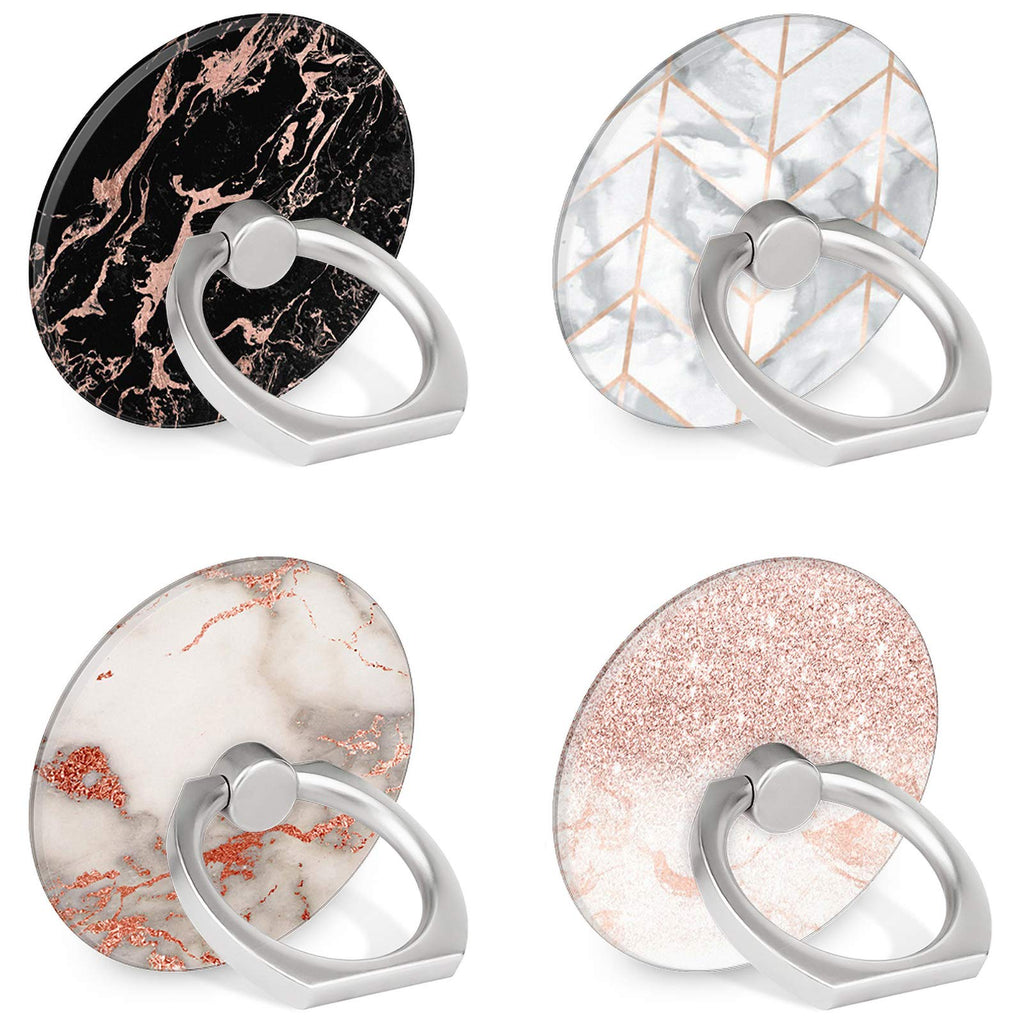[Australia - AusPower] - 4-Pack Phone Ring Holder 360 Rotation Finger Stand Grip Kickstand for Smartphones and Tablets (Pink Marble) Pink Marble 