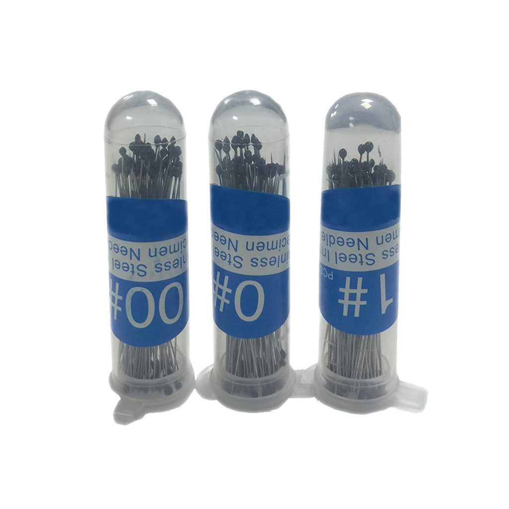 [Australia - AusPower] - Stainless Steel Insect Pins, 300 PCS Premium Insect Pins Sizes 00 0 1 with Safe Hard-Plastic Storage Vial,Specimen Pins, Entomology Pins (Size:00 0 1) Size:00 0 1 