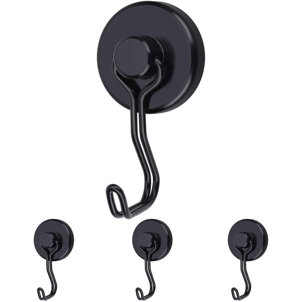 [Australia - AusPower] - Harmiey Magnetic Hooks 100LB Cruise Refrigerator Heavy Duty Neodymium Rare Earth Magnetic Hangers,Rubber Scratch-Resistant Base，Ideal for Indoor/Outdoor Hanging(Black 4Pack) 