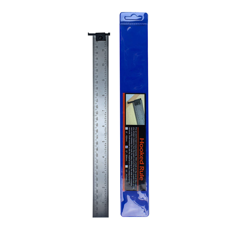 [Australia - AusPower] - TOFL 12 Inch Hooked Ruler Double Sided Standard and Metric Measurements 